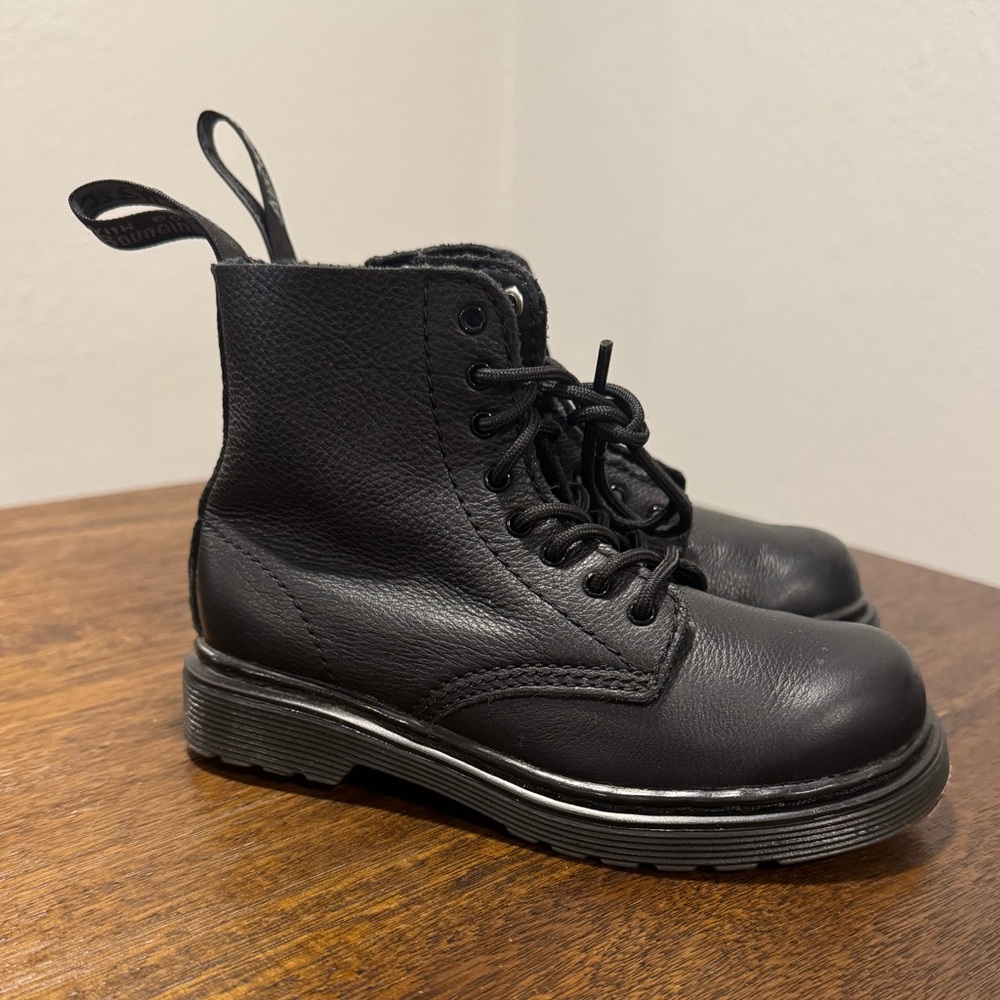 Dr. Martens Classic Black Pascal 1460 Lace-Up Zip Up Leather Boots Youth 10